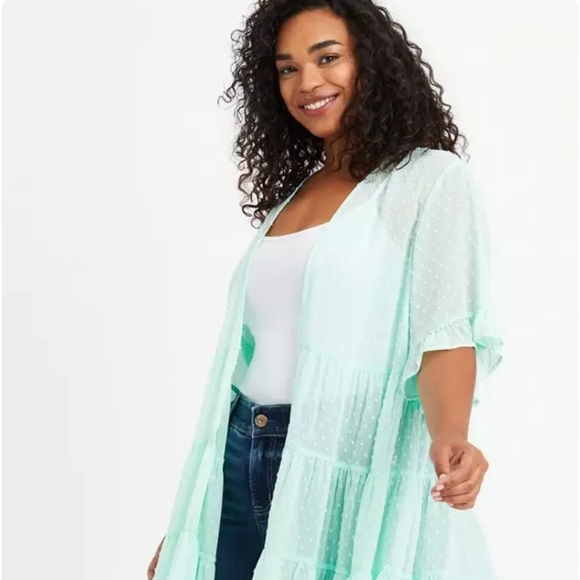 NWT Torrid 3x Light Green Kimono Or Swim Cover-Up - Picture 2 of 16